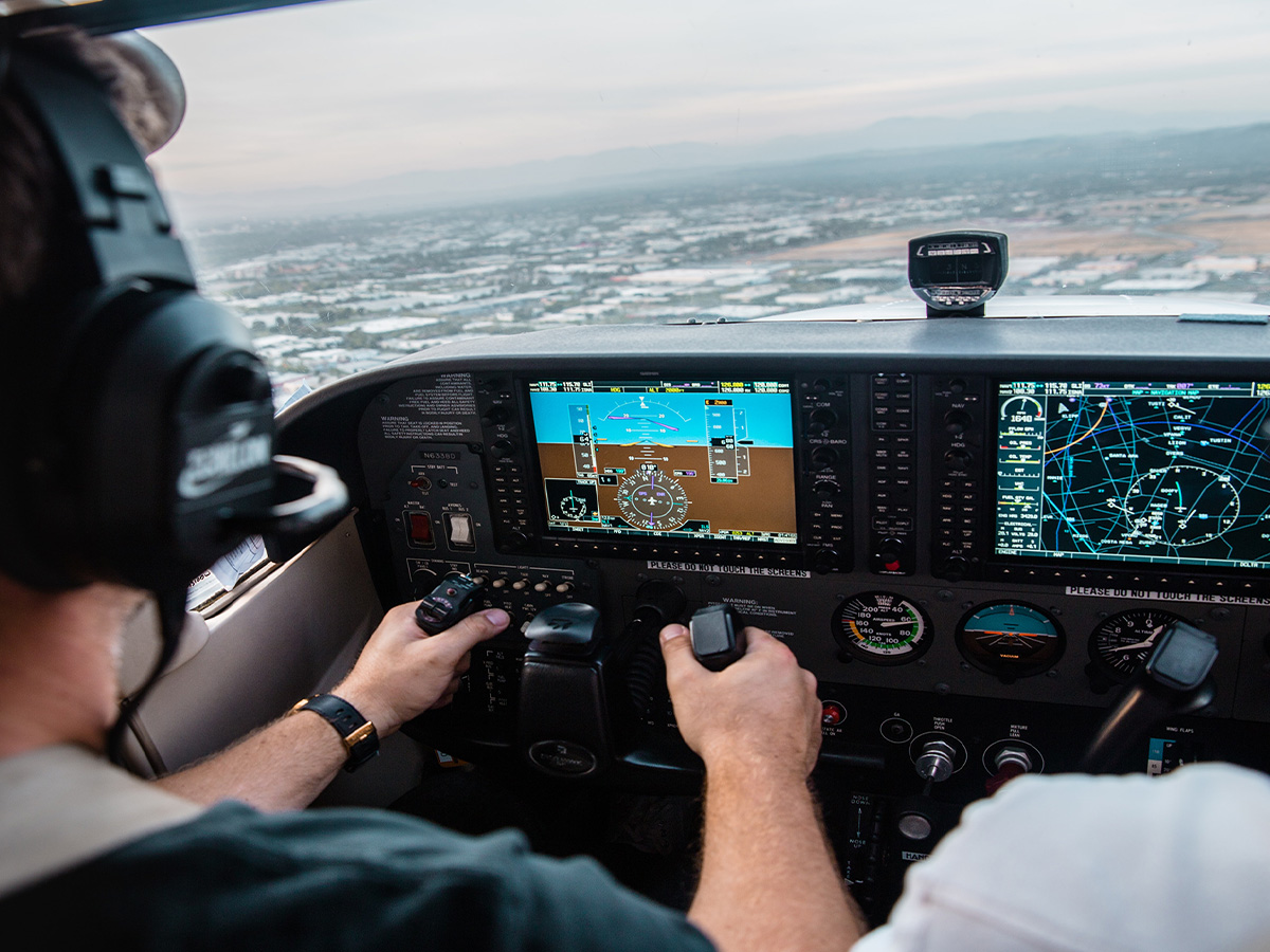 person using plane nav