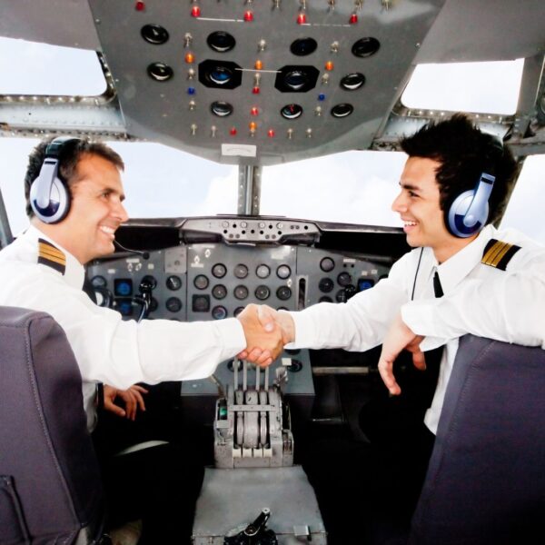 Pilots shaking hands