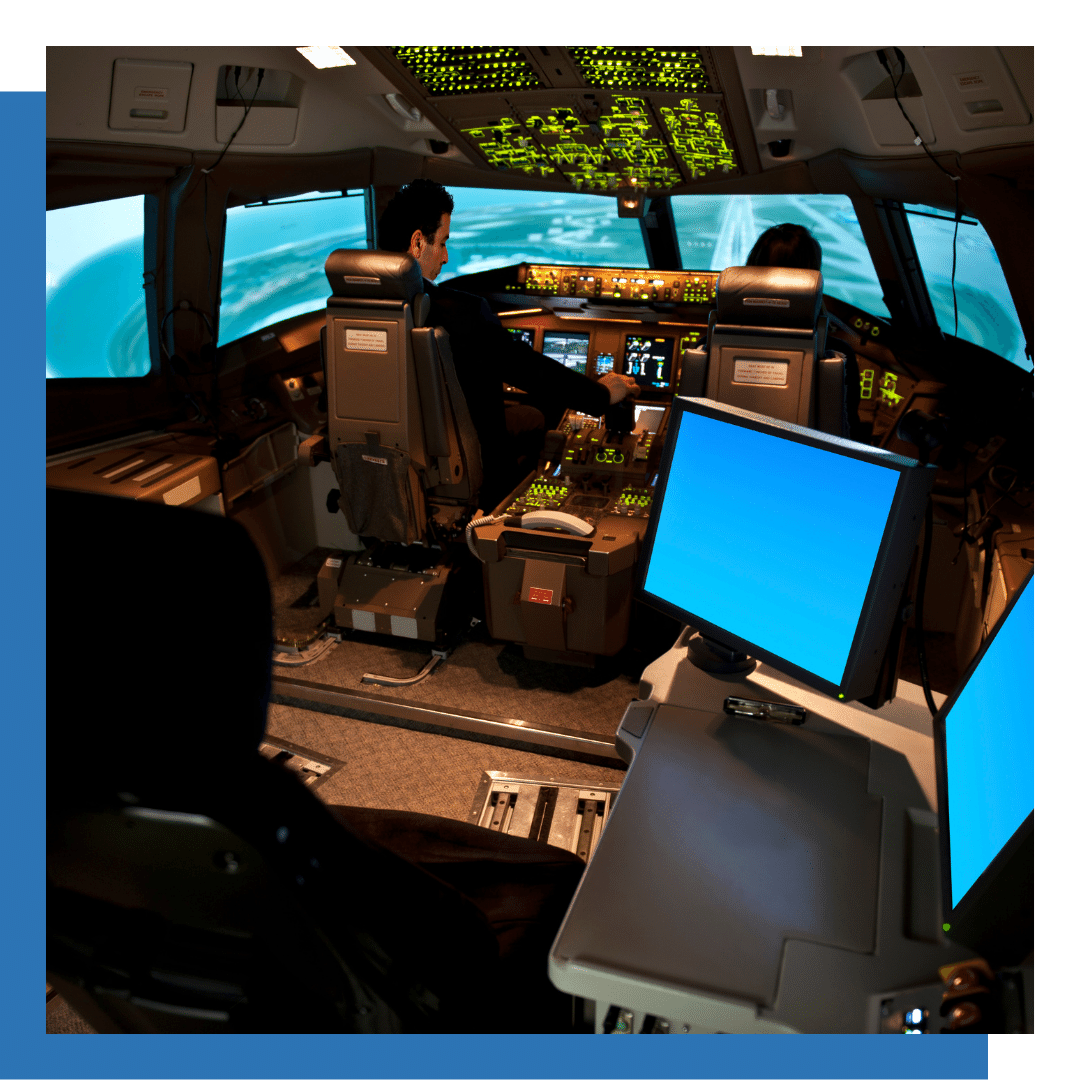 A flight simulator.