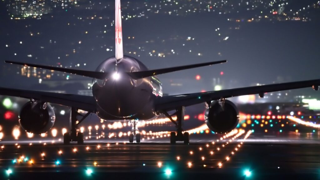 airplane at night