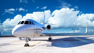 private jet on sunny day