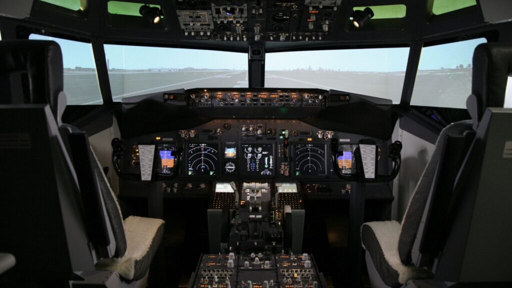 Inside of airplane cockpit
