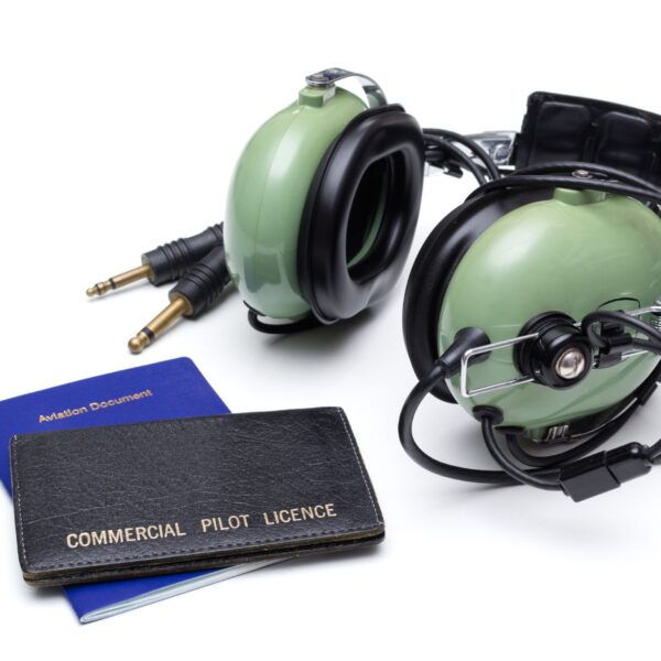 headset and pilots licenses