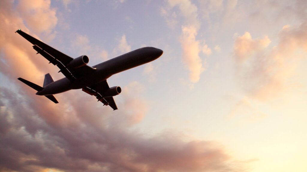 Airplane silhouette in air