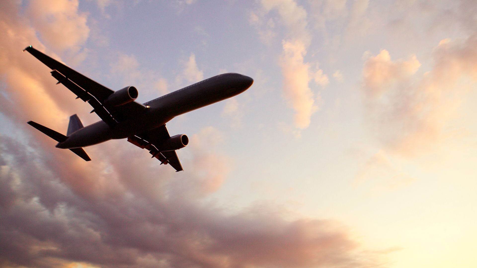 Airplane silhouette in air