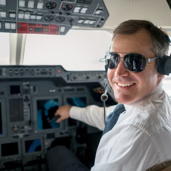 pilot in cockpit