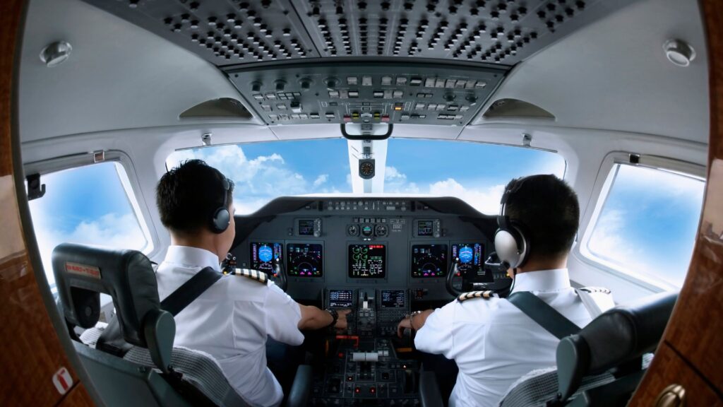 pilots in a cockpit