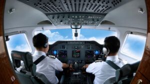 pilots in a cockpit