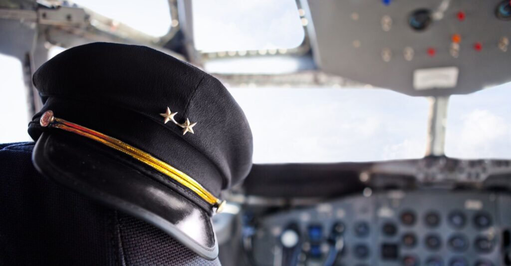 cock pit with pilot hat