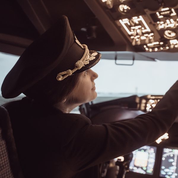 pilot in cockpit