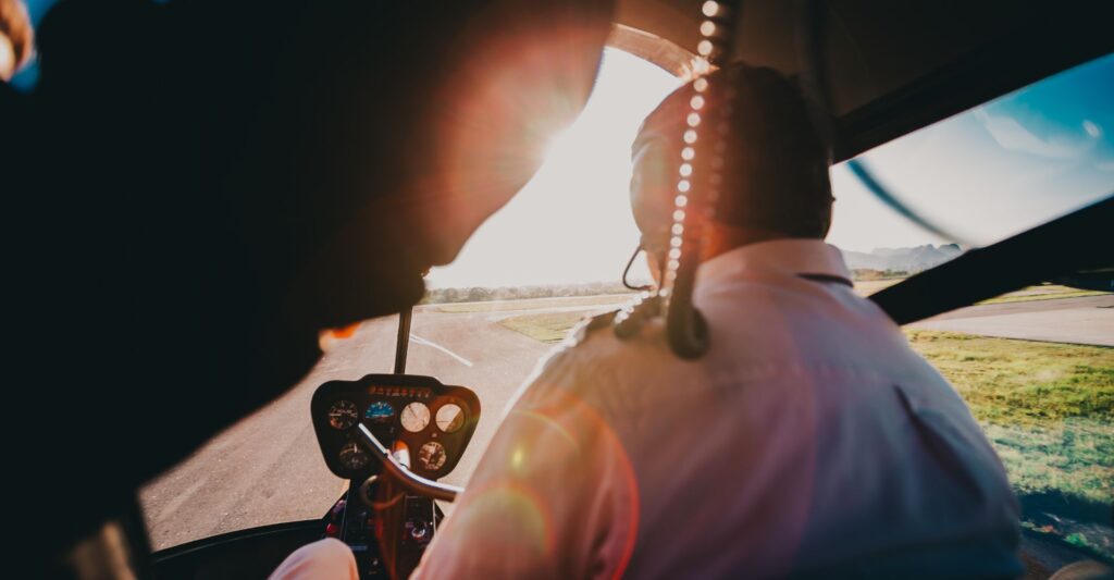 pilot in cockpit
