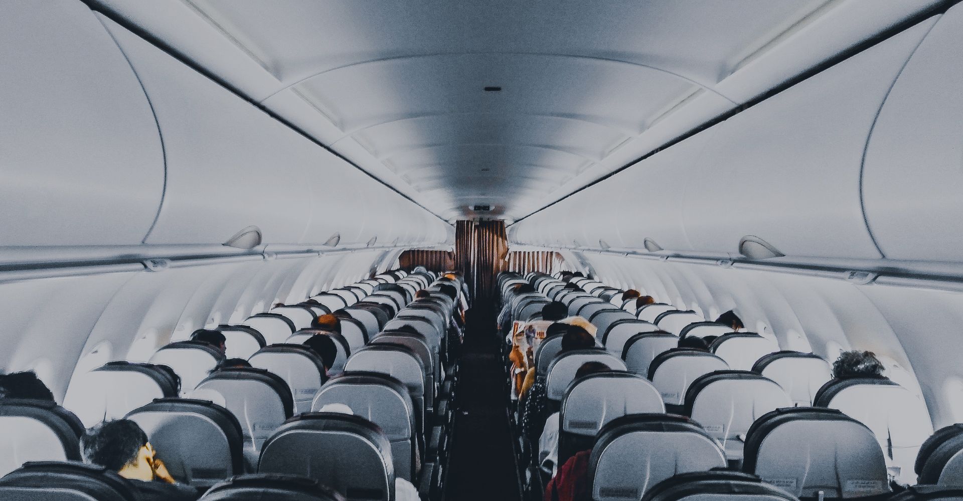 Airline plane interior.