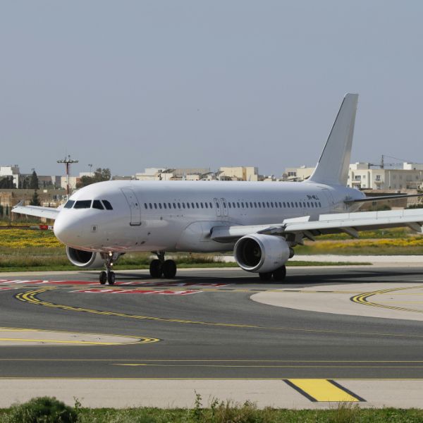 commercial plane on runway
