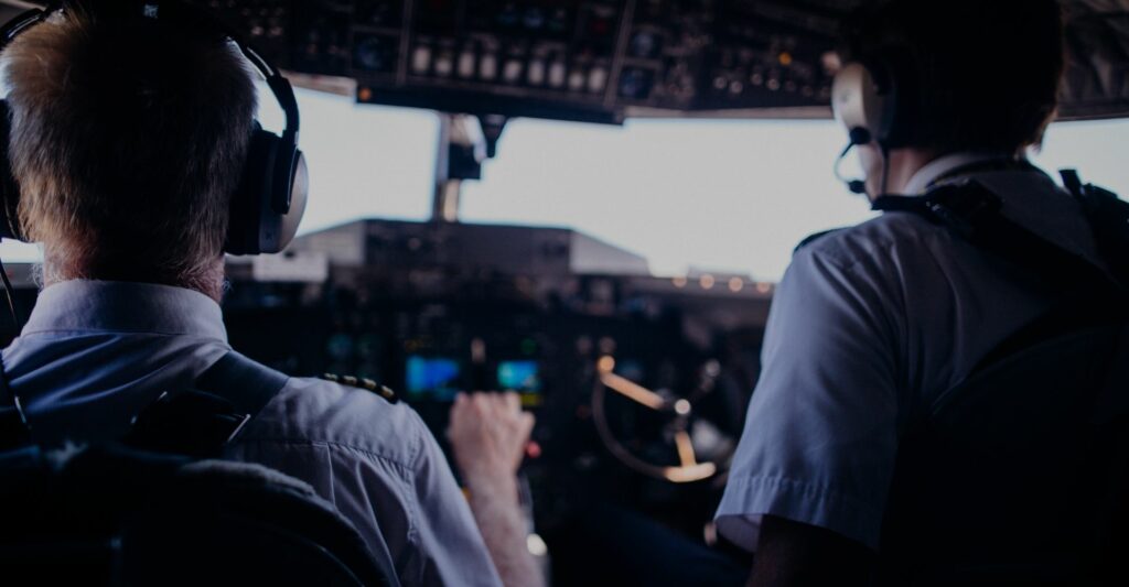 cockpit of commercial plane